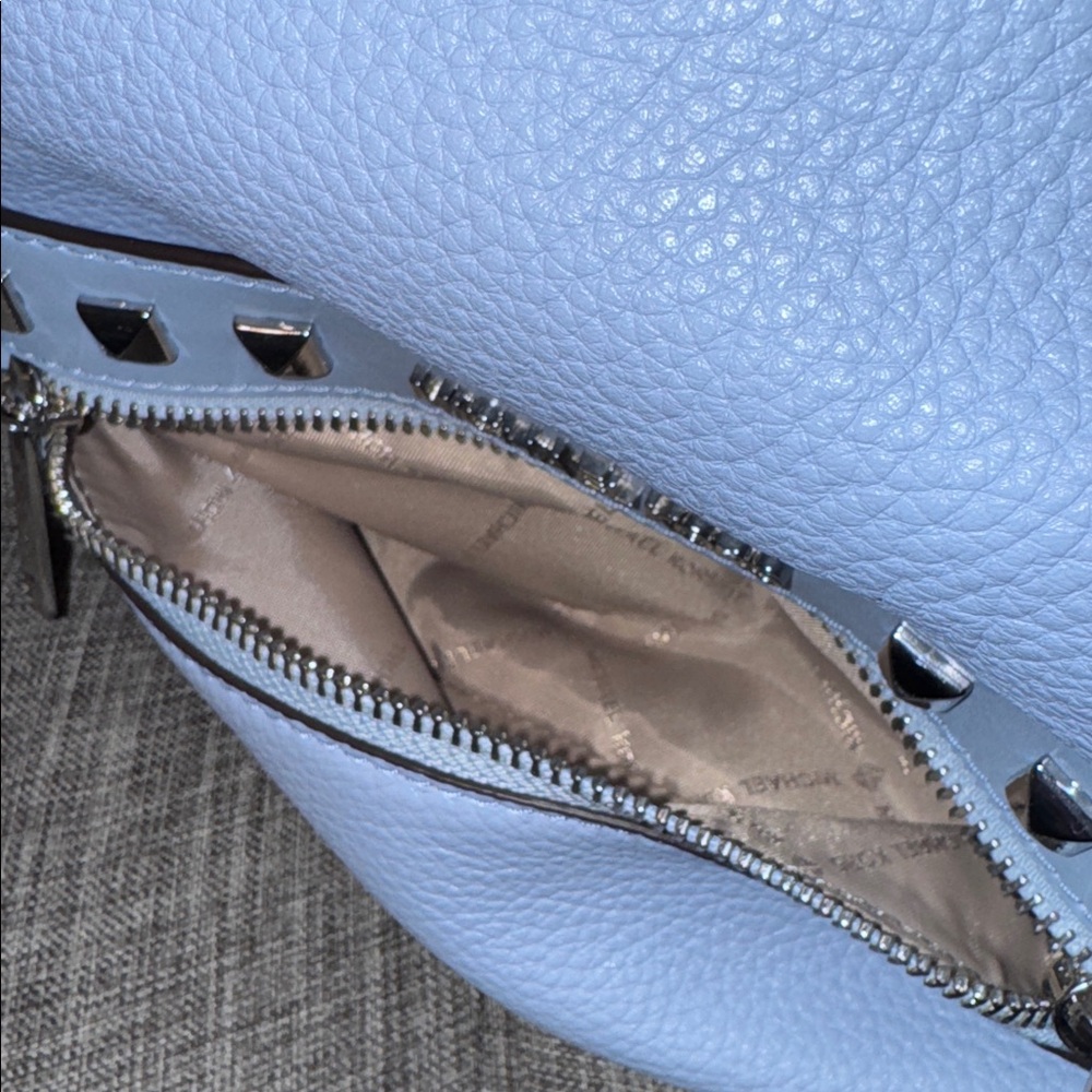 Michael Kors Kenly Blue Leather Studded Backpack - Picture 15 of 17